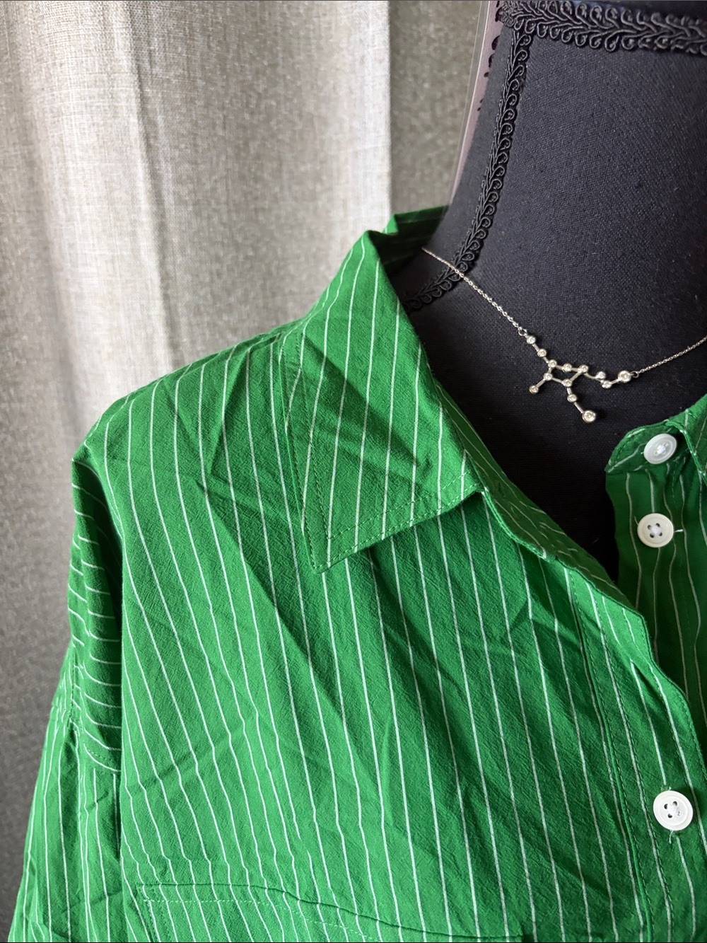 Madewell Green Striped Button-Up Shirt - Picture 4 of 7